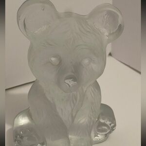 Vintage VIKING Frosted Crystal Teddy Bear Art Glass T11